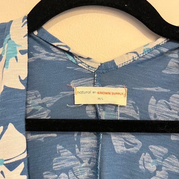 Natural by Known Supply Blue Floral Kimono 100% Organic Cotton Med/Large - Picture 6 of 6